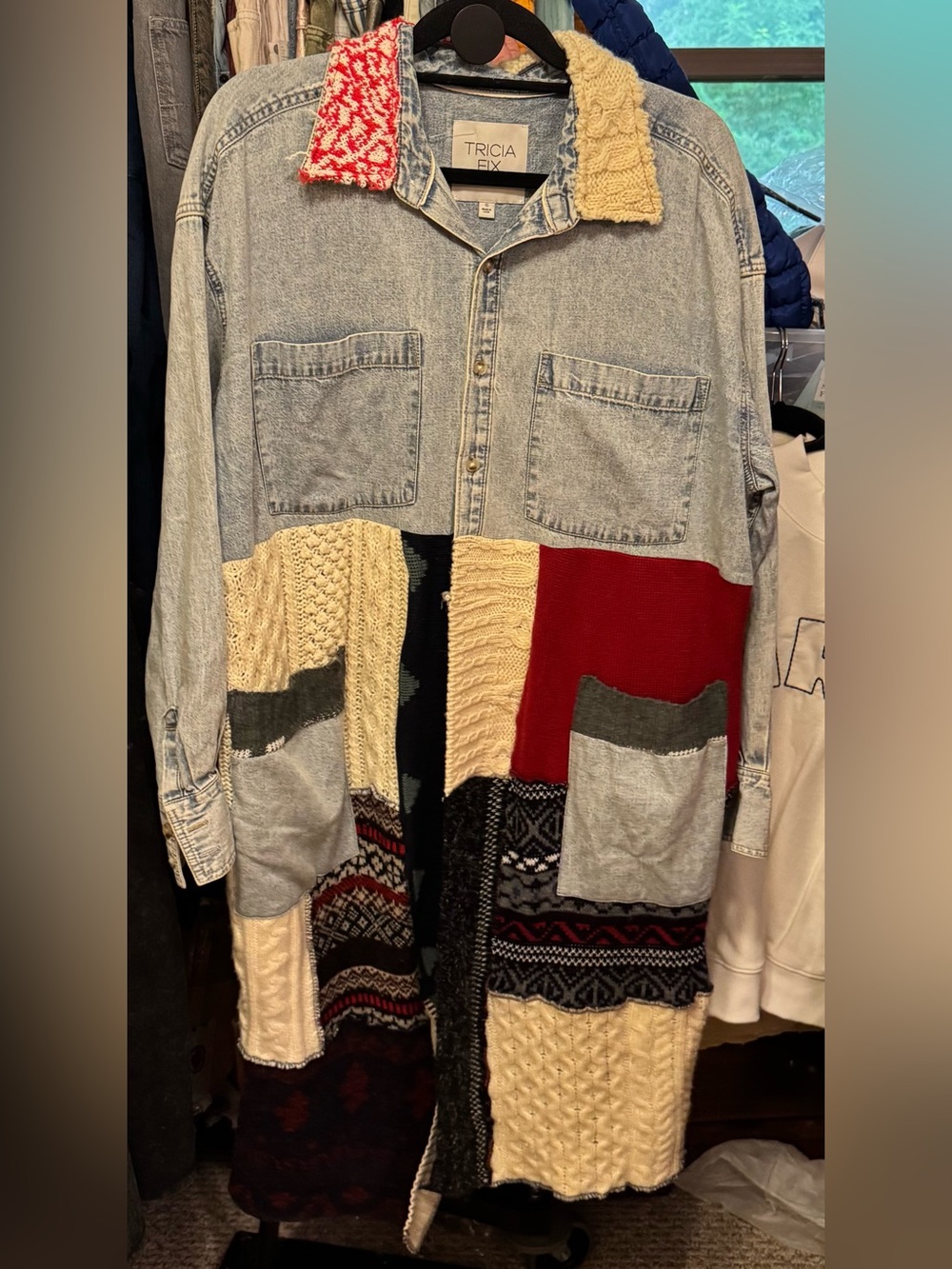 NWOT Free People Tricia Fix Freddie Denim Maxi Shirt - denim blue black - Small - Picture 7 of 13